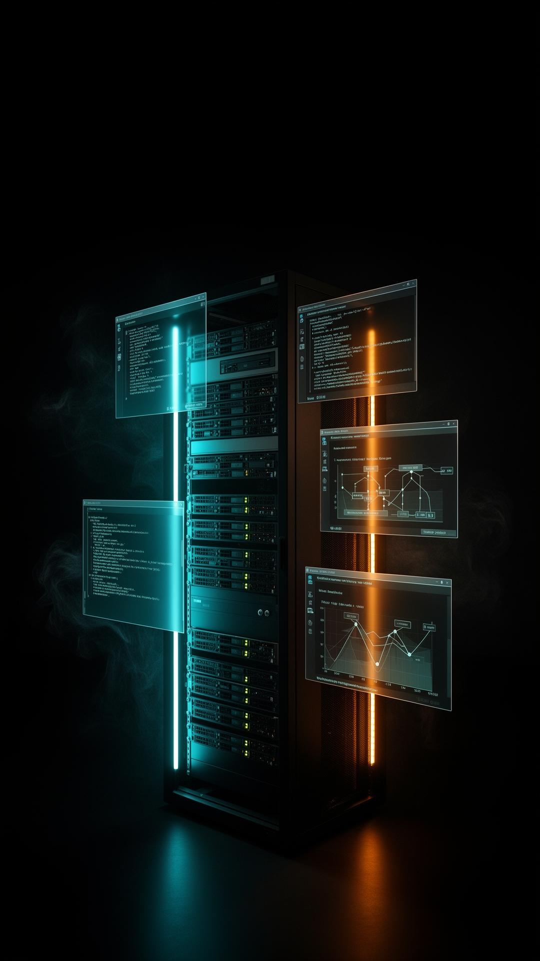 Server rack iluminado representando infraestructura DevOps